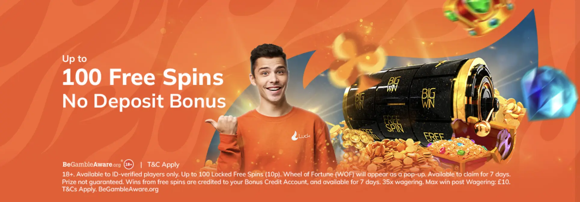 No Deposit bonus offer: up to 100 Free Spins