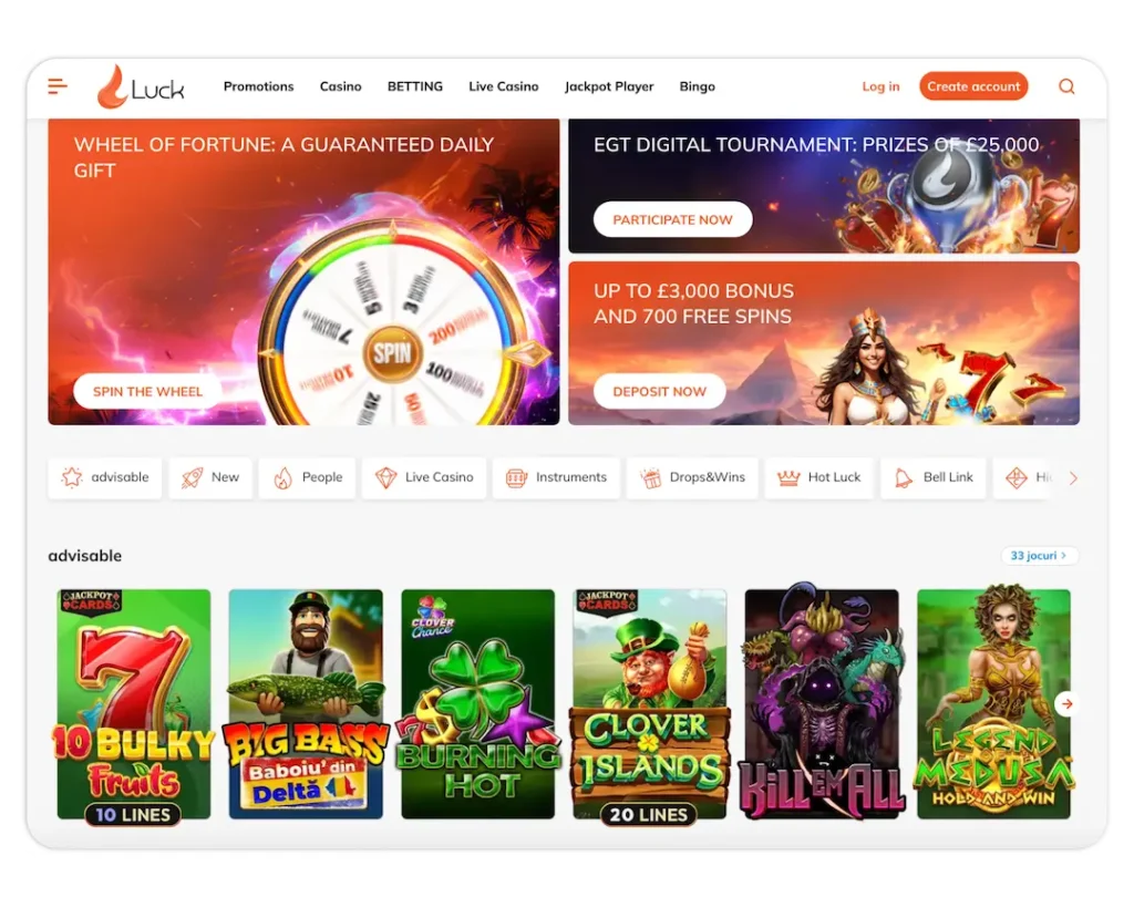 Lucks Casino Official Site interface